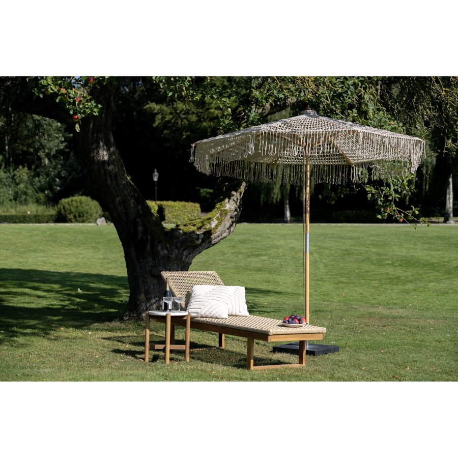 HOUSE NORDIC  Martos Hklet Parasol - Parasol, bomuld, trstok, beige<br>250 cm