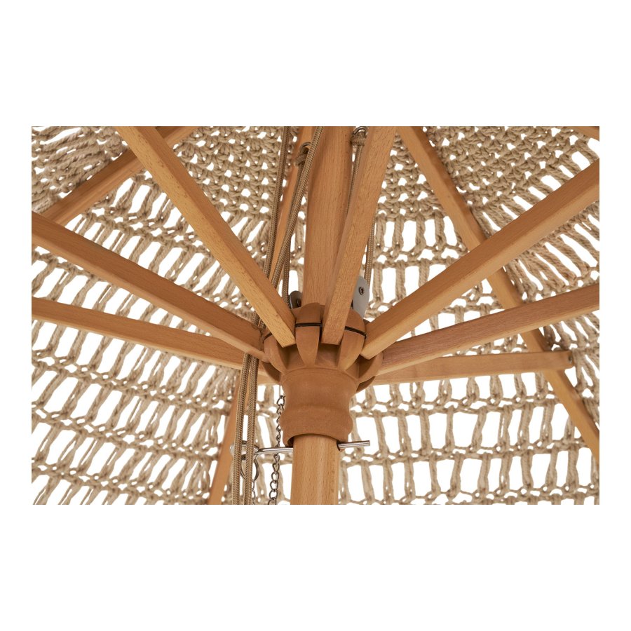 HOUSE NORDIC  Martos Hklet Parasol - Parasol, bomuld, trstok, beige<br>250 cm