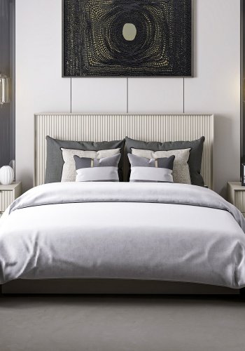 FUNZI LIVING sengeramme, m. sengegavl og sengebund - sten melamin (160x200)