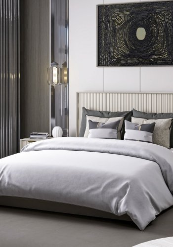 FUNZI LIVING sengeramme, m. sengegavl og sengebund - sten melamin (160x200)