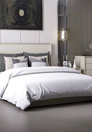 FUNZI LIVING sengeramme, m. sengegavl og sengebund - sten melamin (160x200)