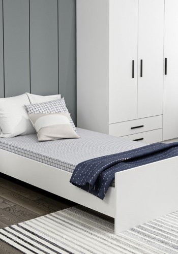 FUNZI LIVING Bedstead sengeramme, m. sengegavl - hvid melamin (90x190)