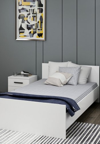 FUNZI LIVING Bedstead sengeramme, m. sengegavl - hvid melamin (120x200)