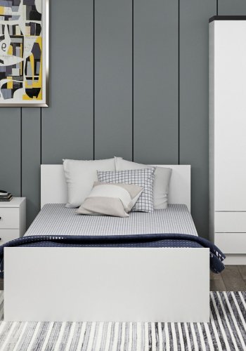 FUNZI LIVING Bedstead sengeramme, m. sengegavl - hvid melamin (120x200)