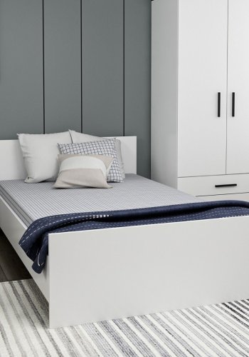 FUNZI LIVING Bedstead sengeramme, m. sengegavl - hvid melamin (120x200)