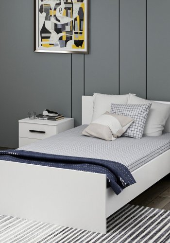 FUNZI LIVING Bedstead sengeramme, m. sengegavl - hvid melamin (120x200)