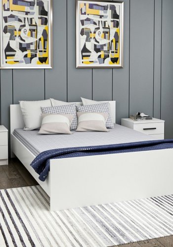 FUNZI LIVING Bedstead sengeramme, m. sengegavl - hvid melamin (150x200)