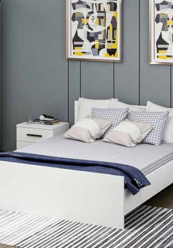 FUNZI LIVING Bedstead sengeramme, m. sengegavl - hvid melamin (150x200)