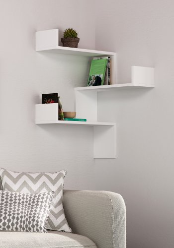 FUNZI LIVING Luksa hjrne vghylde - hvid melamin