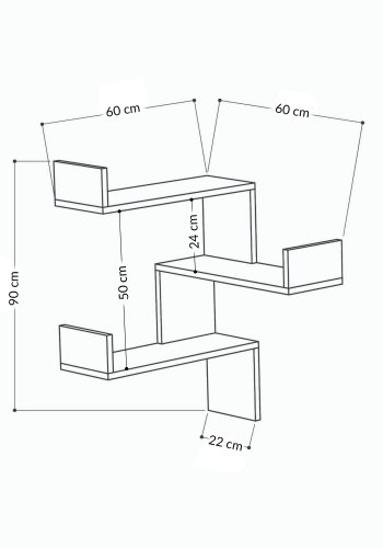 FUNZI LIVING Luksa hjrne vghylde - hvid melamin