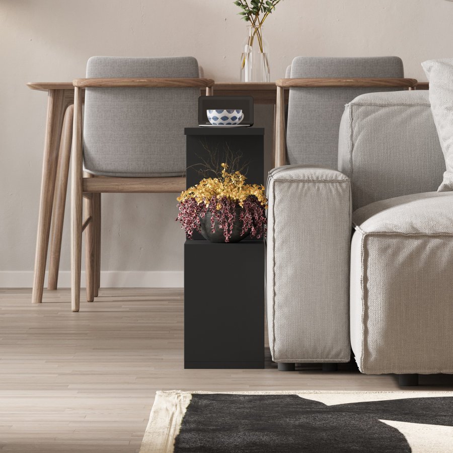 NORDVÄRK Homemania sofabord, m. hylder - silkesort melamin (60x20)