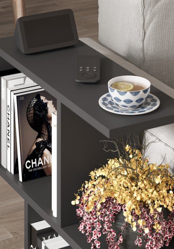 NORDVÄRK Homemania sofabord, m. hylder - silkesort melamin (60x20)