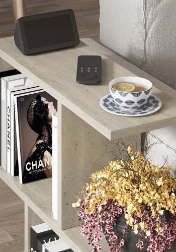 NORDVÄRK Homemania sofabord, m. hylder - travertin melamin (60x20)