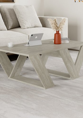 NORDVÄRK Pipra sofabord, rektangulr - travertin melamin (110x60)
