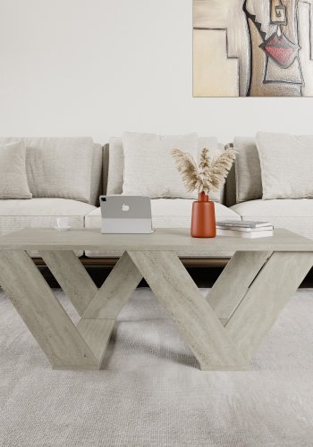 NORDVÄRK Pipra sofabord, rektangulr - travertin melamin (110x60)