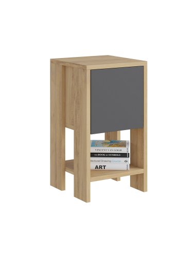 FUNZI LIVING Ema natbord, m. 1 lge og 1 hylde - eg og antracitgr melamin (30x30)