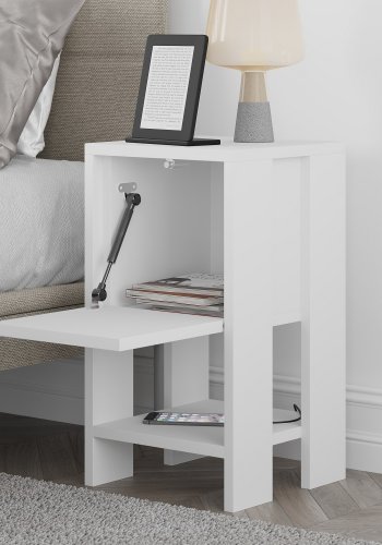 FUNZI LIVING Ema natbord, m. 1 lge og 1 hylde - hvid melamin (30x30)