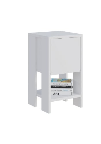 FUNZI LIVING Ema natbord, m. 1 lge og 1 hylde - hvid melamin (30x30)