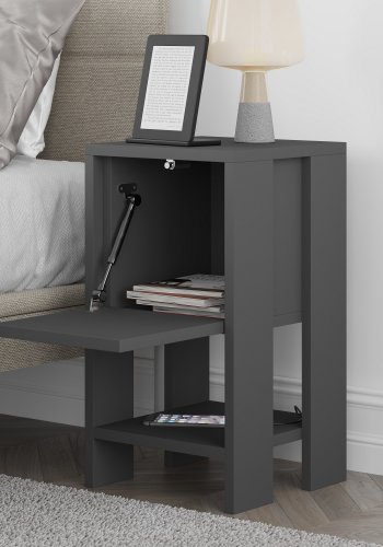 FUNZI LIVING Ema natbord, m. 1 lge og 1 hylde - antracitgr melamin (30x30)