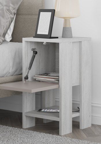 FUNZI LIVING Ema natbord, hjre, m. 1 lge og 1 hylde - hvid og lys mokka melamin (30x30)