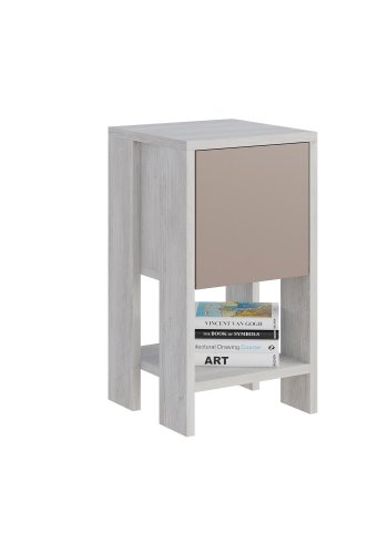 FUNZI LIVING Ema natbord, hjre, m. 1 lge og 1 hylde - hvid og lys mokka melamin (30x30)