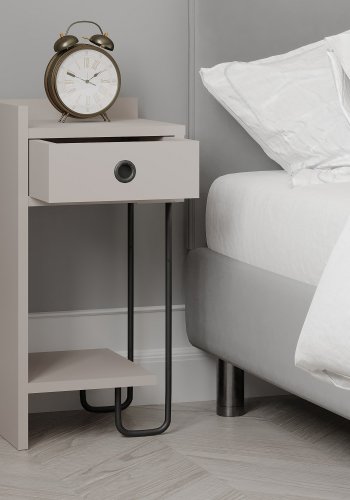 FUNZI LIVING Sirius natbord, venstre, m. 1 hylde og 1 skuffe - lys mokka melamin (32x30)