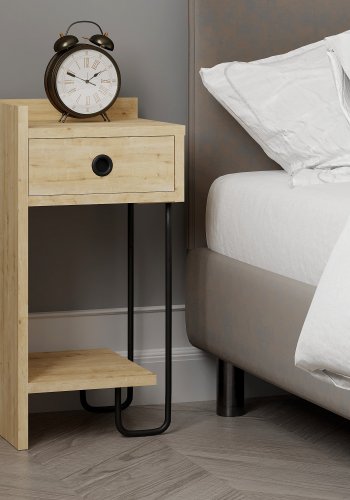 FUNZI LIVING Sirius natbord, venstre, m. 1 hylde og 1 skuffe - eg melamin (32x30)