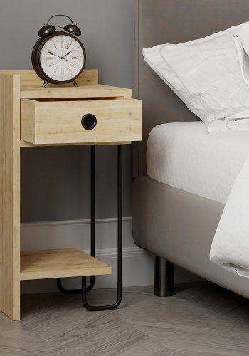 FUNZI LIVING Sirius natbord, venstre, m. 1 hylde og 1 skuffe - eg melamin (32x30)