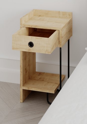 FUNZI LIVING Sirius natbord, venstre, m. 1 hylde og 1 skuffe - eg melamin (32x30)