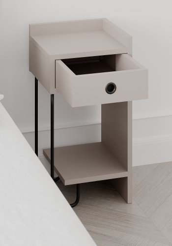 FUNZI LIVING Sirius natbord, hjre, m. 1 hylde og 1 skuffe - lys mokka melamin (32x30)