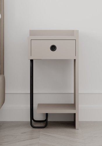 FUNZI LIVING Sirius natbord, hjre, m. 1 hylde og 1 skuffe - lys mokka melamin (32x30)