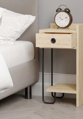 FUNZI LIVING Sirius natbord, hjre, m. 1 hylde og 1 skuffe - eg melamin (32x30)