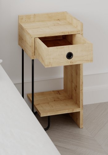 FUNZI LIVING Sirius natbord, hjre, m. 1 hylde og 1 skuffe - eg melamin (32x30)