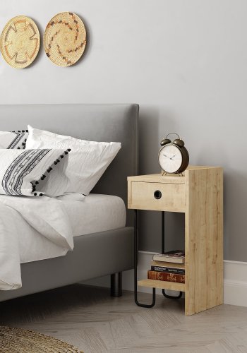 FUNZI LIVING Sirius natbord, hjre, m. 1 hylde og 1 skuffe - eg melamin (32x30)