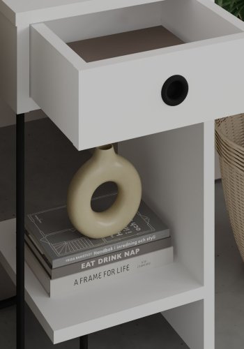 FUNZI LIVING Sirius natbord, hjre, m. 1 hylde og 1 skuffe  - hvid melamin (32x30)