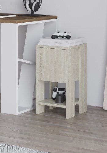 FUNZI LIVING Ema natbord, m. 1 lge og 1 hylde - travertin melamin (30x30)