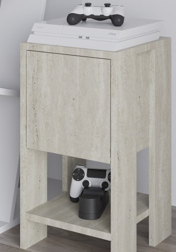 FUNZI LIVING Ema natbord, m. 1 lge og 1 hylde - travertin melamin (30x30)