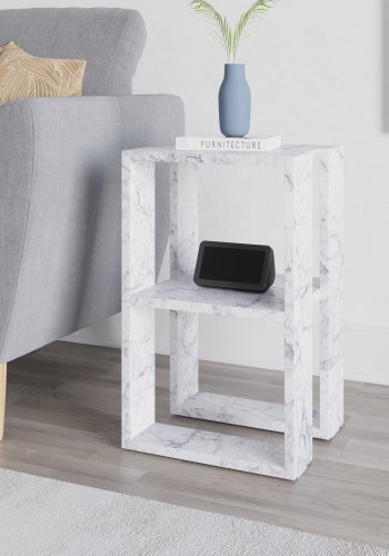 FUNZI LIVING Lonie natbord, m. 1 hylde - Carrara marmor melamin (30x30)