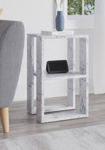 FUNZI LIVING Lonie natbord, m. 1 hylde - Carrara marmor melamin (30x30)