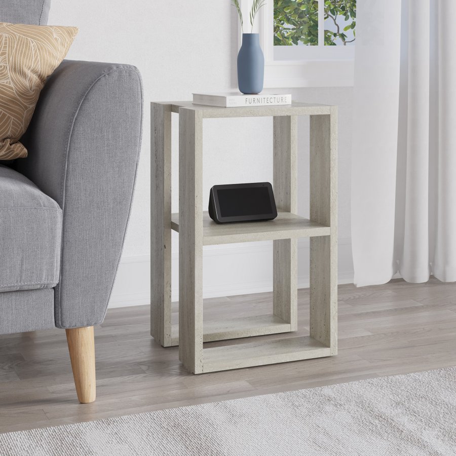 FUNZI LIVING Lonie natbord, m. 1 hylde - travertin melamin (30x30)