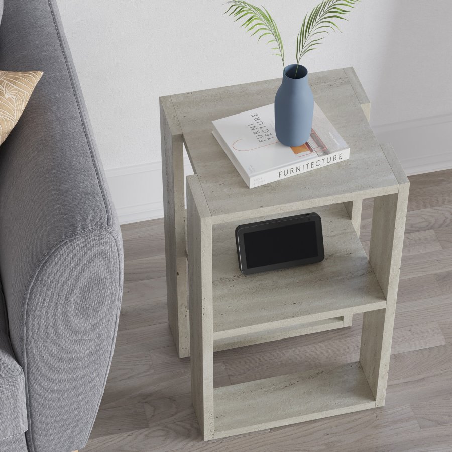 FUNZI LIVING Lonie natbord, m. 1 hylde - travertin melamin (30x30)