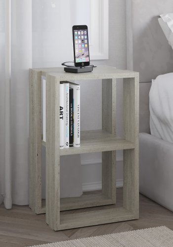 FUNZI LIVING Lonie natbord, m. 1 hylde - travertin melamin (30x30)