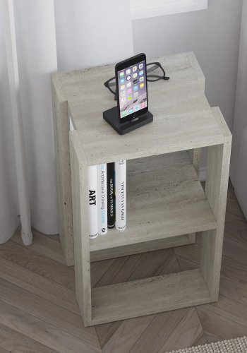 FUNZI LIVING Lonie natbord, m. 1 hylde - travertin melamin (30x30)