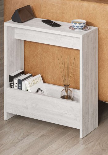 NORDVÄRK Simpi sidebord, m. 1 hylde, rektangulr - antik hvid melamin (55x20)