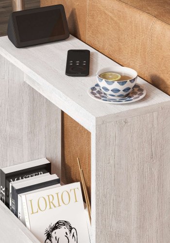 NORDVÄRK Simpi sidebord, m. 1 hylde, rektangulr - antik hvid melamin (55x20)