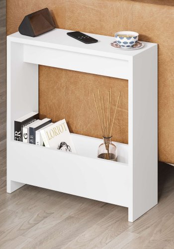 NORDVÄRK Simpi sidebord, m. 1 hylde, rektangulr - hvid melamin (55x20)