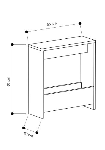 NORDVÄRK Simpi sidebord, m. 1 hylde, rektangulr - hvid melamin (55x20)