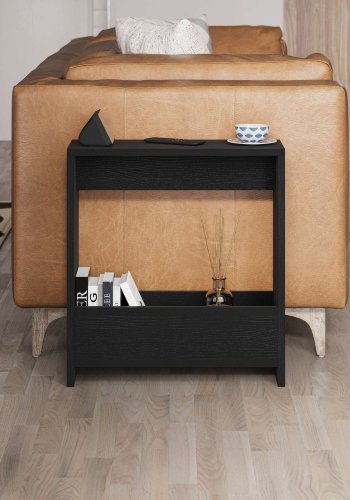 NORDVÄRK Simpi sidebord, m. 1 hylde, rektangulr - sort tr melamin (55x20)