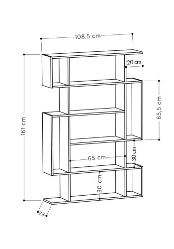 FUNZI LIVING Mito bogreol - Sonoma eg og antracitgr melamin