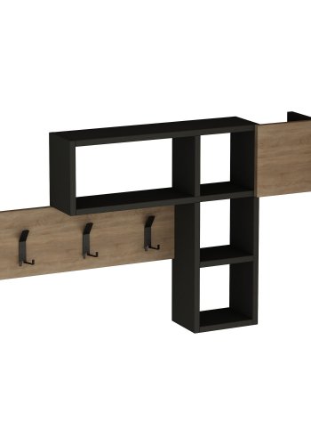 FUNZI LIVING Game entrést, m. 3 knager og 4 rum - Sonoma eg og antracitgr melamin